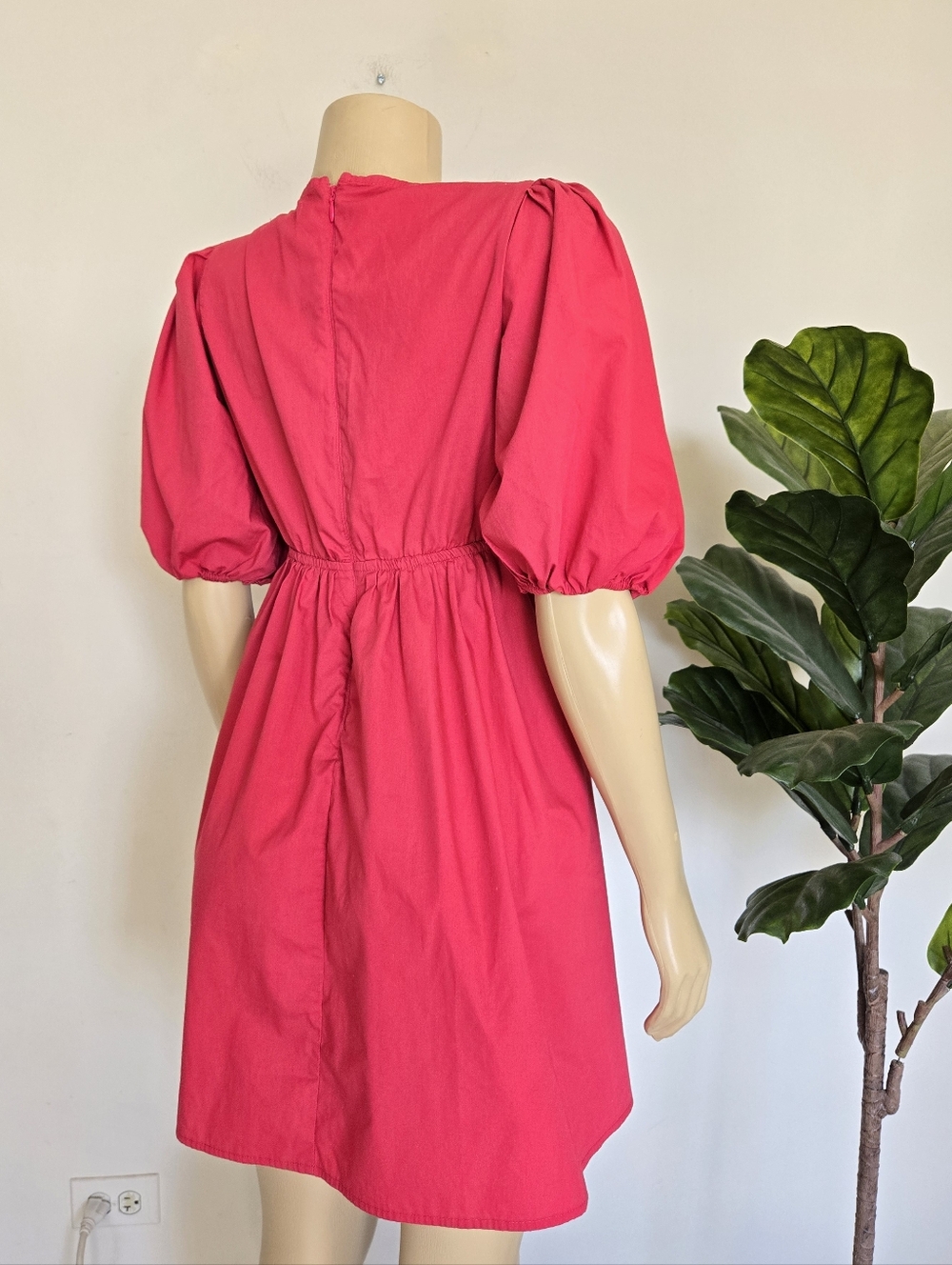 A&F Cotton Mini Dress bulging shoulders Princess Size S Pink Color Women's - Picture 6 of 11